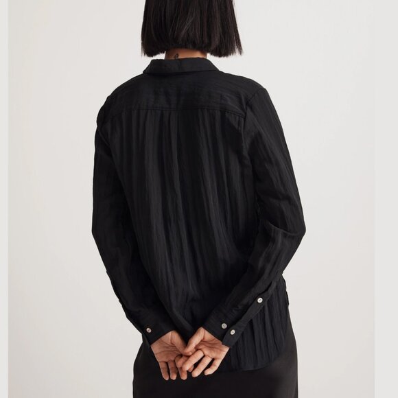 [NWT] Madewell Crinkled Button-Down Shirt in Black - Picture 5 of 5